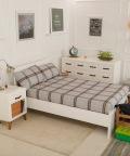 Boys Scout Grey Plaid Organic Bedsheet Set Single Flat Sheet